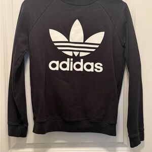Adidas Black Crewneck Sweatshirt with White Trefoil Logo